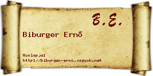 Biburger Ernő névjegykártya
